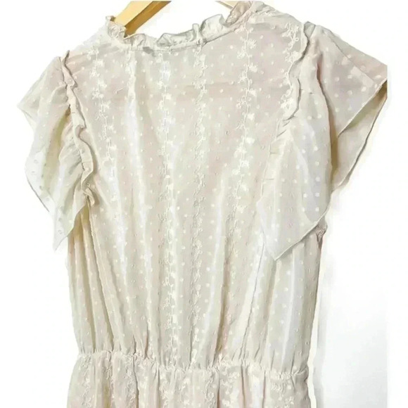Zara‎ White Embroidered Dotted Mesh Midi Dress - Picture 4 of 6